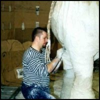 Wyn applying finishing touches.