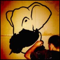 Colin scaling up Chris' logo design.