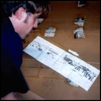 Chris scaling up his mural design.