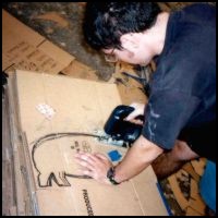 Steve working on Hippopotamus cutouts.